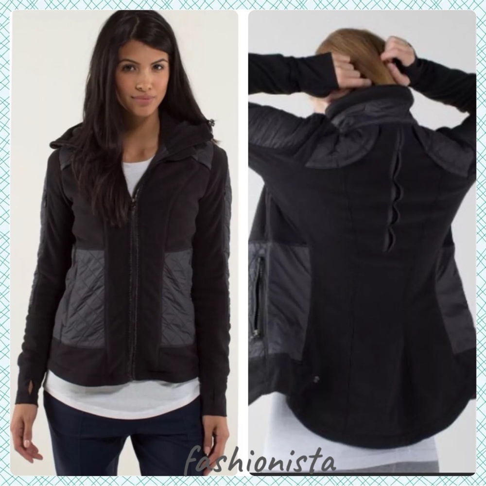 LULULEMON FLEECY KEEN II QUILTED JACKET REMOVABLE NO HOOD SZ 6 Black 🖤